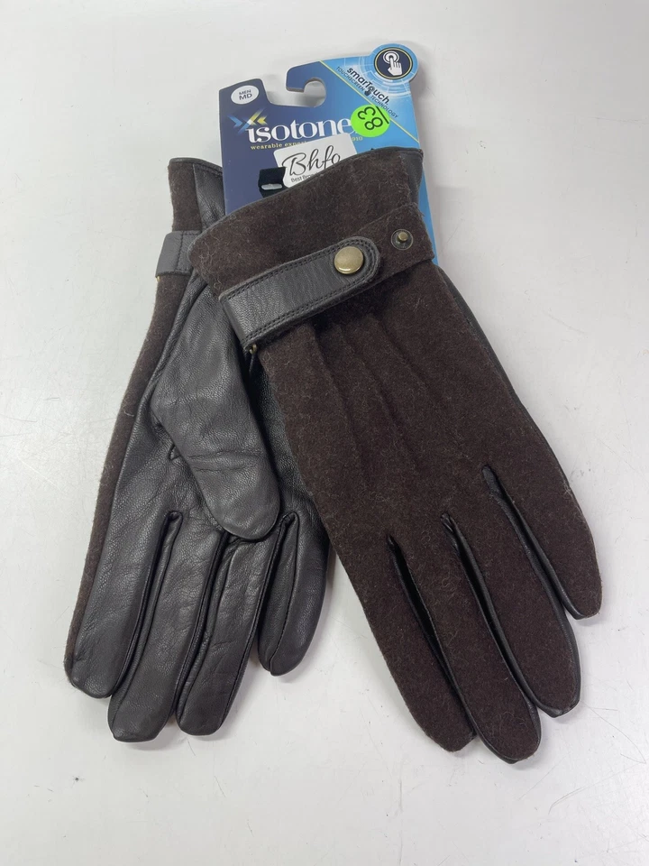 Guantes de franela y cuero Isotoner Signature para hombre M Saddle SmartTouch Technology Foto 1 de 4