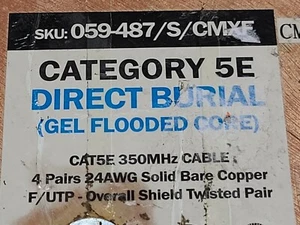 Vertical Cable 059-487/S/CMXF F/UTP CAT5E LLDPE Direct Burial Flooded Blk/50ft - Picture 1 of 12