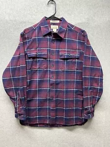 Vintage LL Bean tessuto camoscio uomo taglia media flanella rosso viola a quadri anni 90 usato in ottime condizioni - Foto 1 di 11