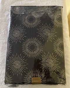New Luxurious Black & Gold Metallic Tablecloth And 6 Napkin Set 70” Round - Picture 1 of 3