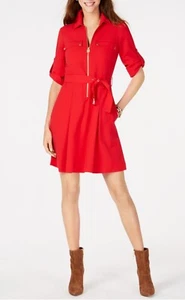 NWT MICHAEL KORS XL red dress gold hardware belted zip safari - Picture 1 of 3