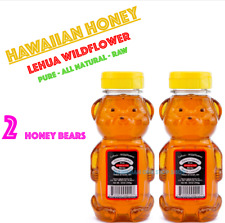 2 HAWAIIAN HONEY Aloha Honey Bear LEHUA BLOSSOM All Natural RAW HONEY 2 Bears