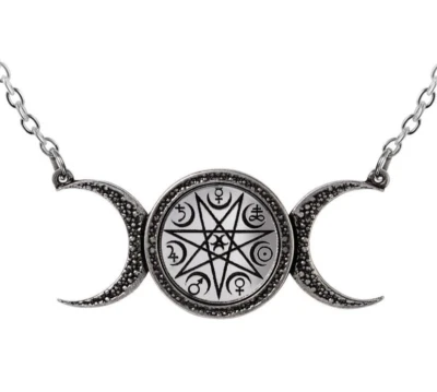 Alchemy Gothic The Magical Phase Necklace Astrology Symbols Moon Mirror P954 NWT - Image 1 of 4