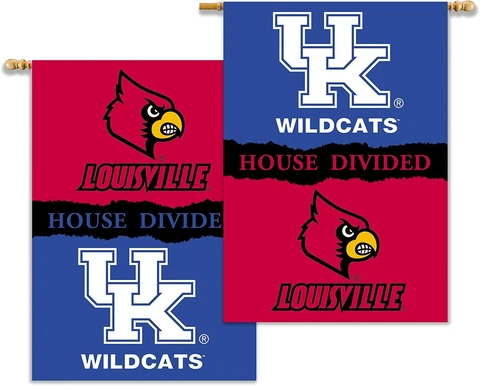 Louisville Cardinal/Kentucky Wildcats HOUSE DIVIDED 2-SIDED 28 X 40 BANNER, New Cover
