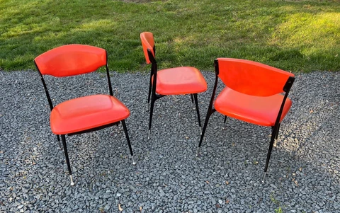3 MCM SHELBY WILLIAMS ORANGE GAZELLE CHAIRS for CRUCIBLE PRODUCTS Cover