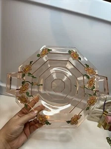 Tea Room Pink by Indiana Glass 12" 2 Handled Plate Depression Glass 1926 ~ 1931 - Picture 1 of 12