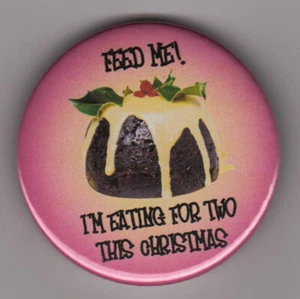 'Feed me I'm schwanger' Weihnachtsabzeichen - Damen Schwangerschaft Pudding Pin Geschenk - Bild 1 von 1