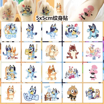 Bluey Cartoon Tattoo Stickers Water Transfer Disposable Tattoo Birthday Party