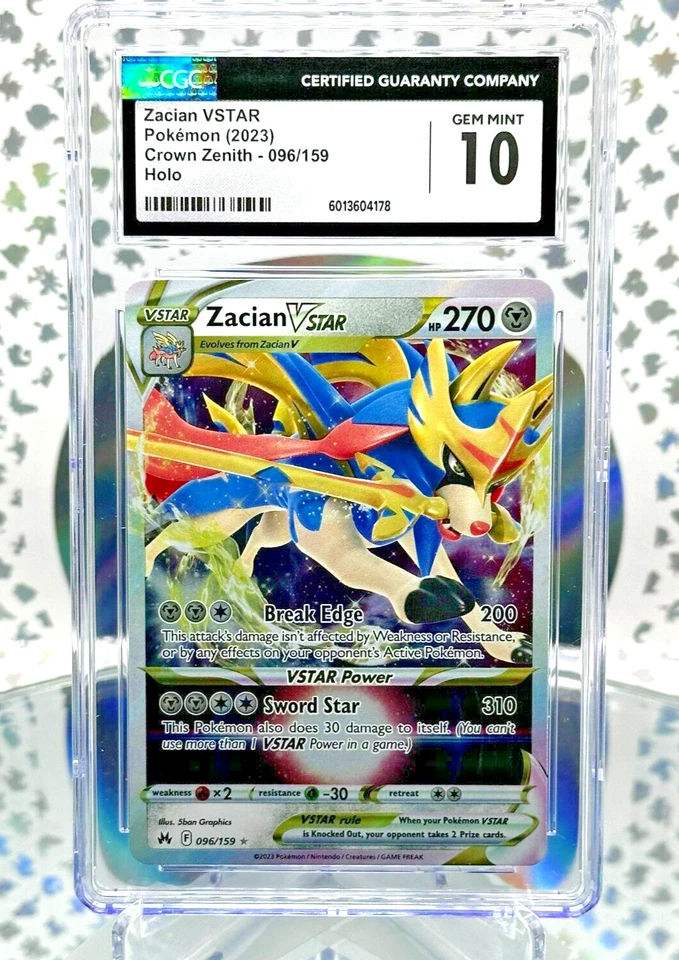 CGC 10 Zacian VSTAR 096/159 Crown Zenith Full Art Double Rare Pokemon Card - Image 1 of 1