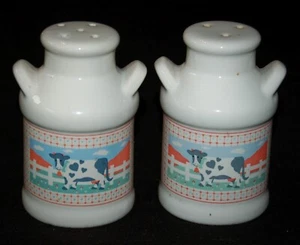 VINTAGE Salz Pfefferstreuer Keramik Pfirsiche N Creme Kuh - Bild 1 von 5