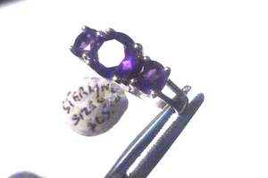 Faceted Purple Round Cut Amethyst Ring 925 Sterling Sz 6 Brazil - Picture 1 of 5