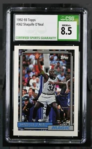 1992-93 Topps Shaquille O'Neal Shaq RC Rookie Card #162 Graded CSG 8.5 NM Mint+ - Picture 1 of 2