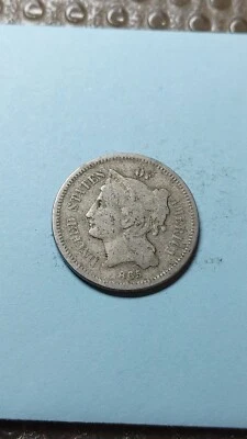 1865 Three Cent Nickel 3CN Original VG                                      V230 - Image 1 of 2