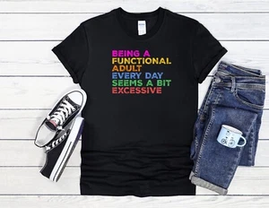 Ser un adulto funcional todos los días hombres mujeres unisex camiseta con capucha béisbol 3810 - Imagen 1 de 5