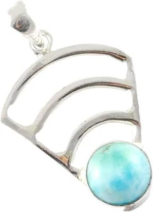 NATURAL LARIMAR SPIRITUAL GEMSTONE 925 SILVER HANDMADE HUGE UNISEX PENDANT - Picture 1 of 4