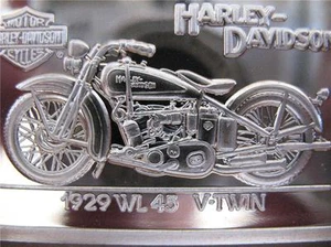 1.4 OZ.999 PURE SILVER 1929 WL 45 90TH ANNIVERSARY HARLEY DAVIDSON PROOF BAR. - Picture 1 of 5
