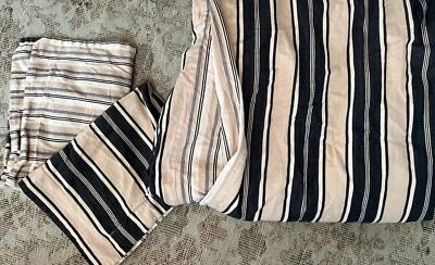 Pottery Barn Queen Duvet 2 standard shams Black Brown Stripe Heavy Cotton Twill - Image 1 of 4