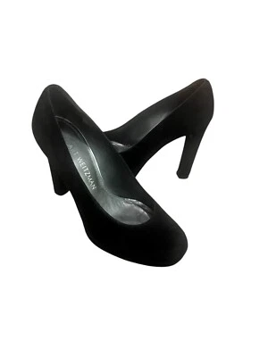 MUJER VINTAGE STUART WEITZMAN NEGRO GAMUZA PLATAFORMA TACÓN ALTO ZAPATOS DE SALÓN TALLA 5 Foto 1 de 4