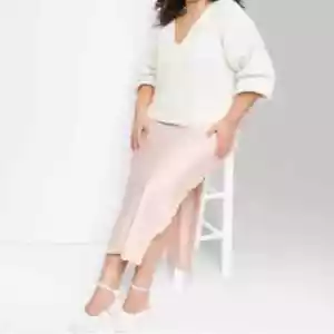 Maxi falda para mujer Wild Fable rosa claro satinado encaje talla L - Imagen 1 de 5