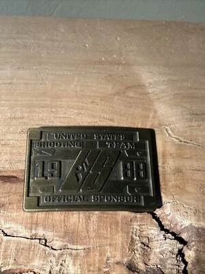 Equipo de tiro de Estados Unidos 1988 Seúl Corea Juegos Olímpicos XXIV hebilla de cinturón vintage Foto 1 de 4