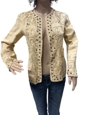 Chaqueta Blazer Linda Allard Ellen Tracy Tachonada Bordada Frente Abierto Pequeña 2 Foto 1 de 4