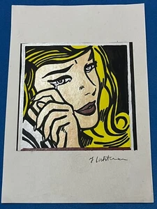 ROY LICHTENSTEIN drawing and painting on old paper signed stamped vintage - Picture 1 of 2