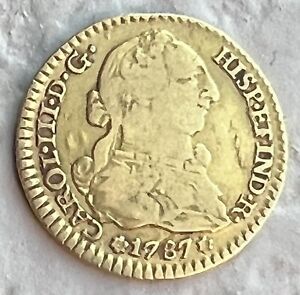 1787 Gold Spain 1 Escudo Madrid Carlos Coin