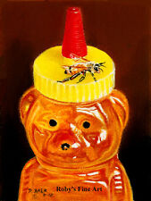 Honeybee Art Print "The Bears & The Bees" 8"x10" Image Honey Jar by Roby Baer 