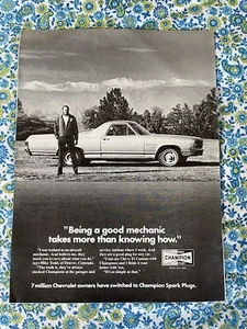 Vintage 1972 Champion Spark Plug Print Ad Chevy El Camino - Picture 1 of 7
