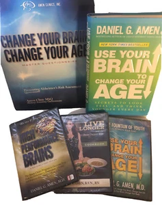 SET Daniel Amen Books & DVD Use Your Brain to Change Your Age High Performance + - Imagen 1 de 12