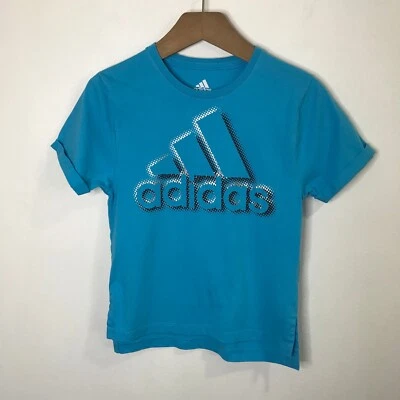 Adidas Girls T-shirt Blue XS 6 / 6X Classic Logo Activewear Sports Black White - Image 1 of 4
