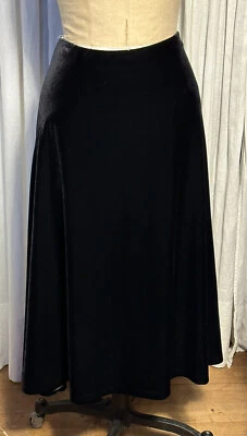 Falda midi de terciopelo elástico negra Coldwater Creek para mujer talla PM usada  Foto 1 de 4