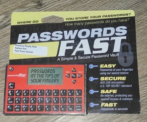 PASSWORDS FAST PORTABLE COMPACT ENCRYPTED PASSWORD VAULT EASY SECURE SAFE FAST - Picture 1 of 6