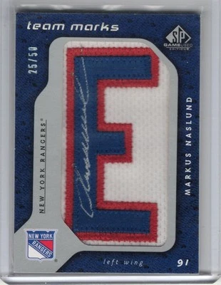 2008-09 SP Game Used Team Marks Autograph "Rangers" #TM-MN Markus Naslund 25/50 - Image 1 of 2