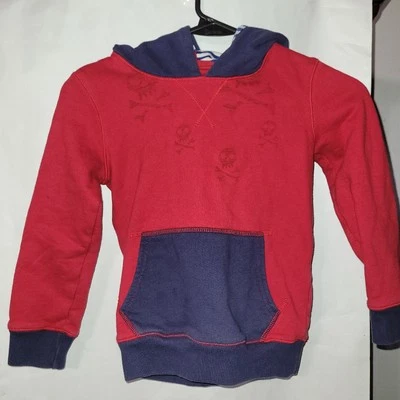 Mini Boden Niños Sudadera con Capucha Pullover Rojo/Azul Calaveras Talla 4/5Y Foto 1 de 4