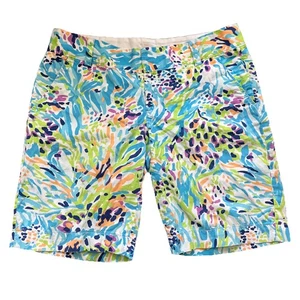 Lilly Pulitzer Chipper Short Damen 8 grün blau Blumen Bermuda leichte Tasche - Bild 1 von 9