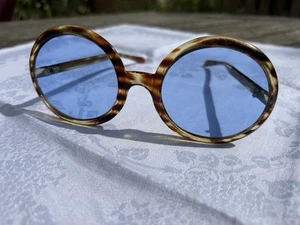 Vintage original 60’s - Correna Italy. Large round sunglasses with blue lenses - Picture 1 of 6