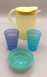 TUPPERWARE Toys Mini Serve It Children's Play Set Pitcher 2 Cups 1 Bowl Lot of 4 - Picture 1 of 15