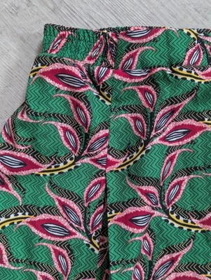Pleione Women Green & Pink Pleated Leaf Pattern Stretch Waist Skirt Size L Large - Image 1 of 4