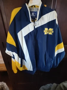 Giacca a vento vintage vintage anni 90 90 University of Michigan starter XL - Foto 1 di 5