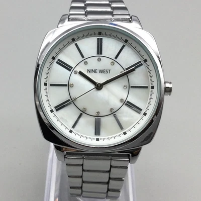 Nine West Watch Womens 36mm Silver Tone MOP Dial NW1735 New Battery 6.25" - Image 1 of 4