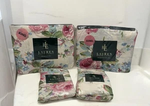 SELTENES Ralph Lauren Wasser Blumen Rosa König Bettwäsche Set - 6 Teile! Premium King Fitted* - Bild 1 von 11