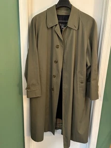 Gabardina para hombre Burberrys’ 44R verde oliva forro de lana azul marino con cremallera - Imagen 1 de 24