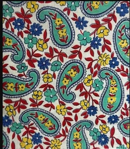 Original 30s-40s Deadstock Feedsack Fabric 5.34 continuous metres Paisley Print - Picture 1 of 6