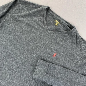Ralph Lauren Polo Shirt Mens XL Gray Heather Long Sleeve V Neck Cotton Logo - Picture 1 of 13