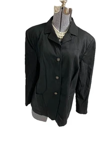 NEW Talbots Blazer Size 18W Stretch Black Suit Jacket Breathable Cotton Pockets - Picture 1 of 19
