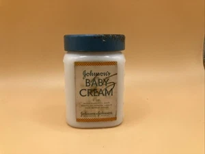 Johnson & Johnson’s Vtg Baby Cream Milk Glass NOS Full. Paper Label Collectible - Picture 1 of 5