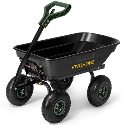 4 Cu.Ft 660lbs Wheelbarrow Garden Cart Dump Wagon Handle Attach to ATV Tractor - Image 1 of 4