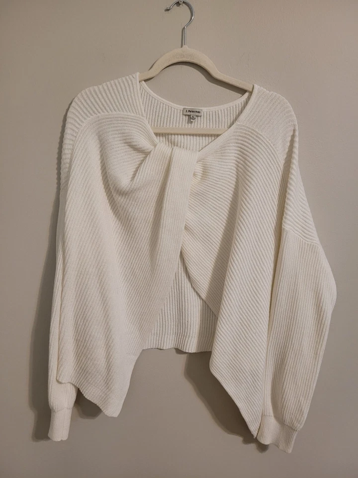 J peterman женщин кроссовер Twist большого размера свитер XL кремово-белый 100% хлопок - Изображение 1 из 4