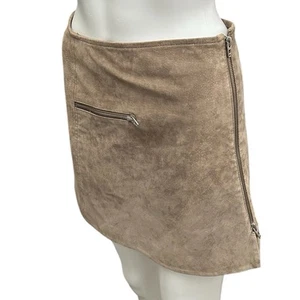 Blank NYC Gr. 25 Midnight Tocker Wildleder Leder Minirock hellbraun seitliche Reißverschlusstasche - Bild 1 von 12
